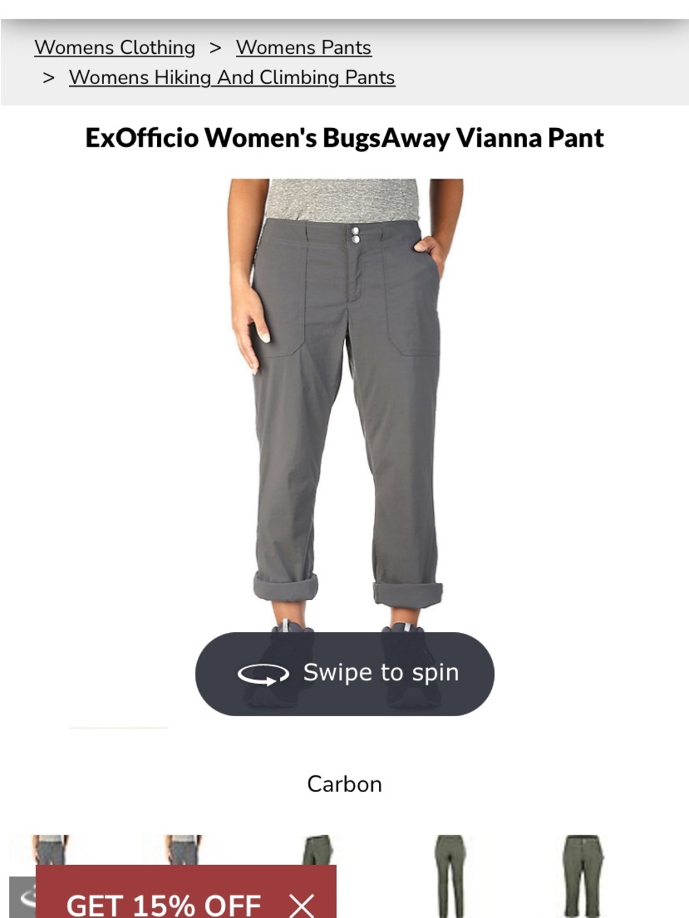 ExOfficio Women's BugsAway Vianna Capris — Carbon Gray